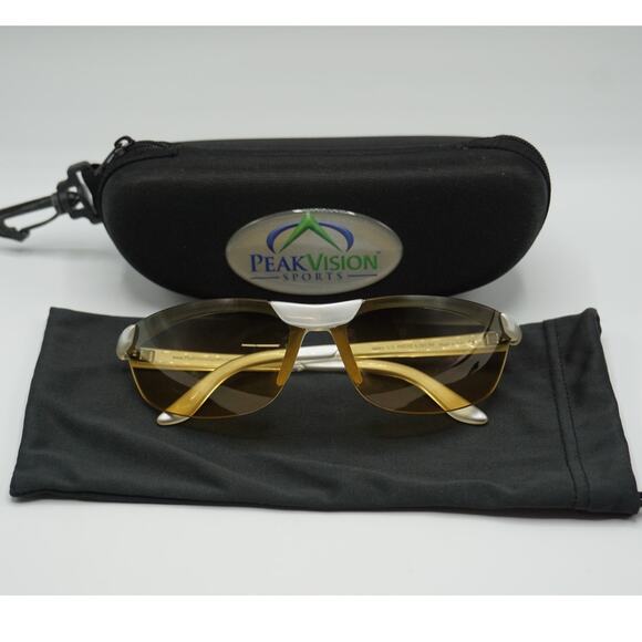 Peak Vision White Clear Amber Lens Golf Sport Sunglasses - Picture 1 of 8